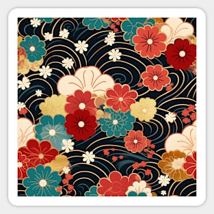 Floral circle kimono pattern Sticker